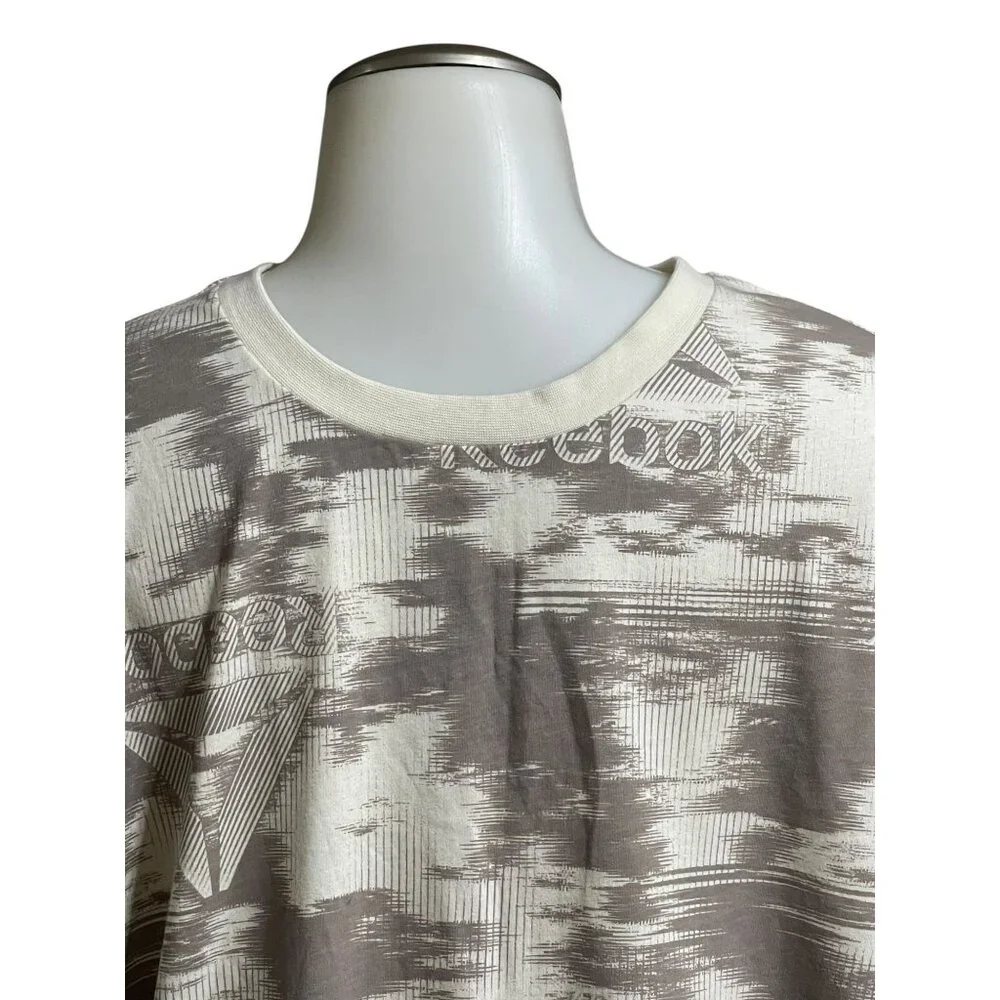 Reebok Mens Classic Graphic T-Shirt Beige/Gray L Cotton‎ Blend